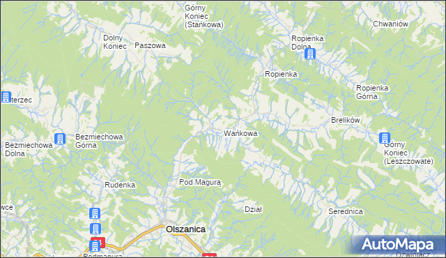 mapa Wańkowa, Wańkowa na mapie Targeo