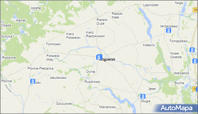 mapa Wąpielsk, Wąpielsk na mapie Targeo