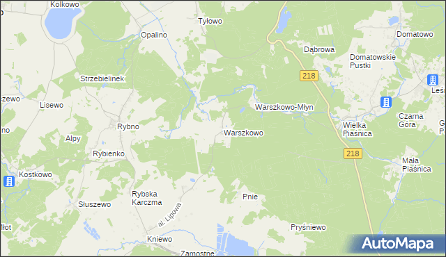 mapa Warszkowo gmina Wejherowo, Warszkowo gmina Wejherowo na mapie Targeo