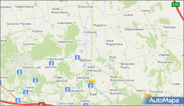 mapa Warszyce, Warszyce na mapie Targeo