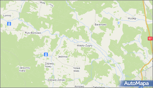 mapa Wasiły-Zygny, Wasiły-Zygny na mapie Targeo