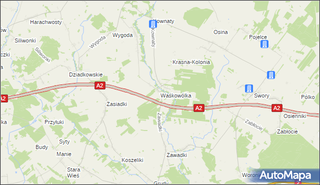 mapa Waśkowólka, Waśkowólka na mapie Targeo