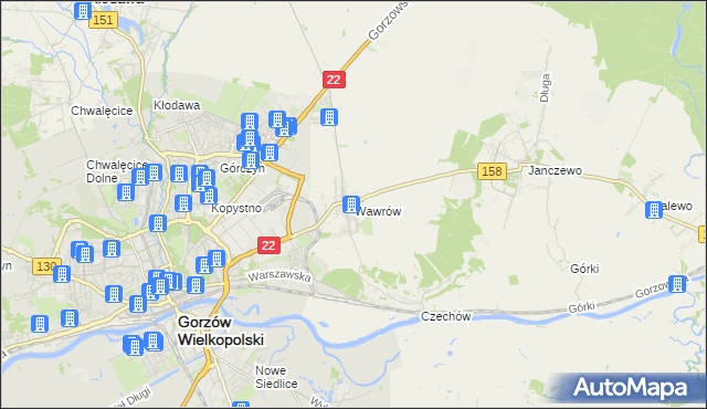 mapa Wawrów, Wawrów na mapie Targeo