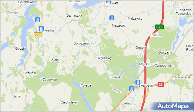 mapa Wędkowy, Wędkowy na mapie Targeo