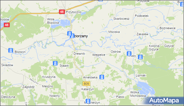 mapa Węgielce, Węgielce na mapie Targeo