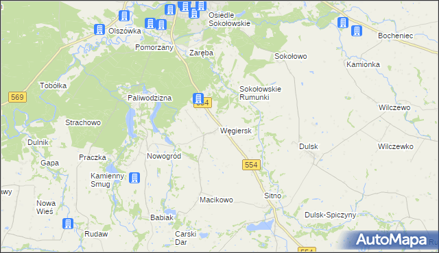 mapa Węgiersk, Węgiersk na mapie Targeo