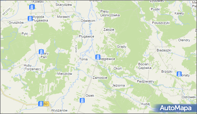 mapa Węglewice gmina Galewice, Węglewice gmina Galewice na mapie Targeo