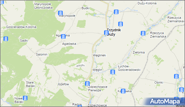 mapa Węglinek gmina Trzydnik Duży, Węglinek gmina Trzydnik Duży na mapie Targeo