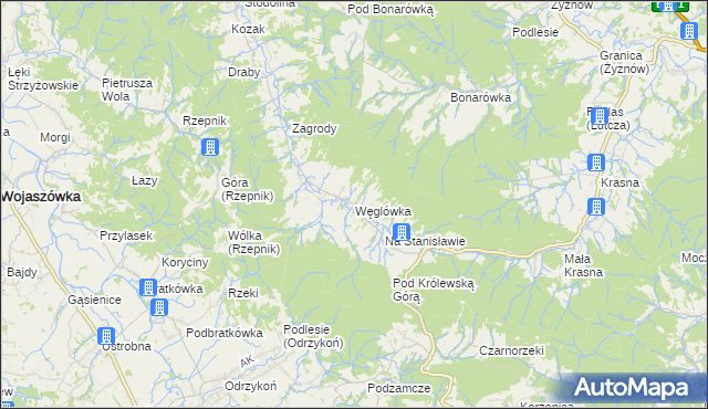 mapa Węglówka gmina Korczyna, Węglówka gmina Korczyna na mapie Targeo