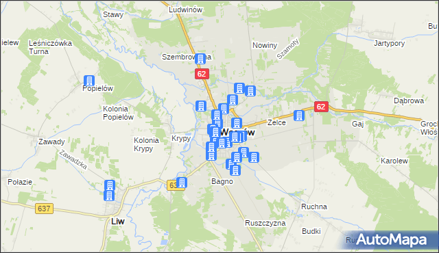 mapa Węgrów, Węgrów na mapie Targeo