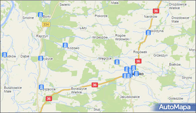 mapa Węgrzce gmina Wińsko, Węgrzce gmina Wińsko na mapie Targeo