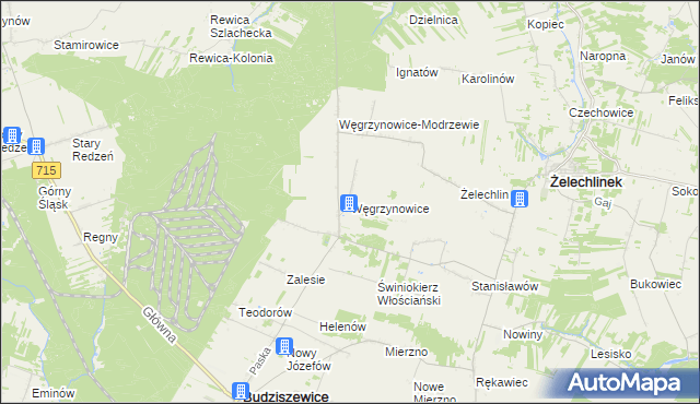 mapa Węgrzynowice gmina Budziszewice, Węgrzynowice gmina Budziszewice na mapie Targeo