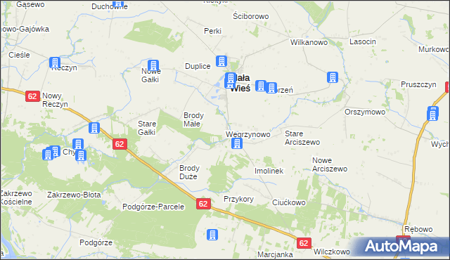 mapa Węgrzynowo gmina Mała Wieś, Węgrzynowo gmina Mała Wieś na mapie Targeo