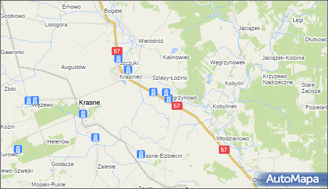 mapa Węgrzynowo gmina Płoniawy-Bramura, Węgrzynowo gmina Płoniawy-Bramura na mapie Targeo