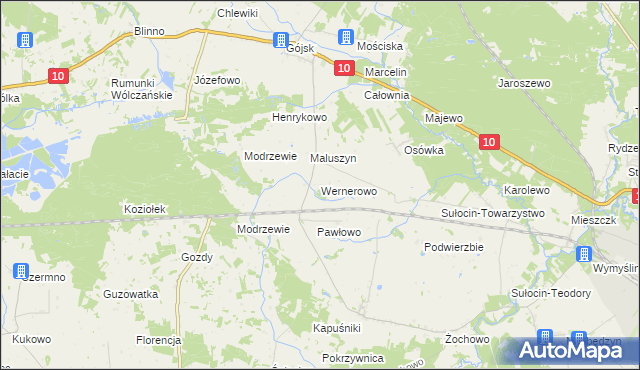 mapa Wernerowo, Wernerowo na mapie Targeo