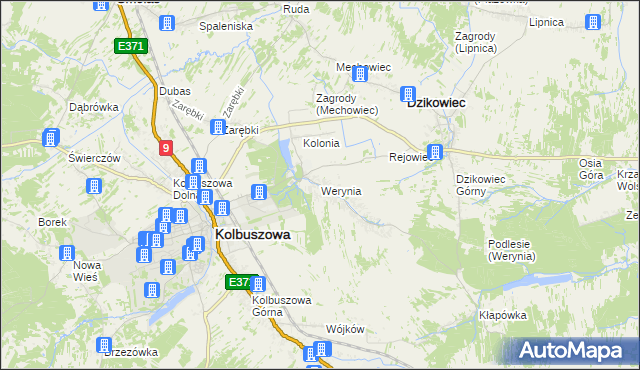 mapa Werynia, Werynia na mapie Targeo