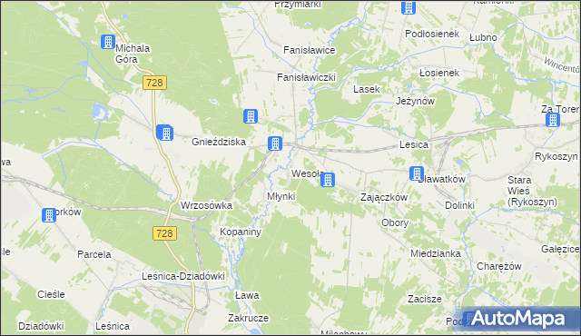 mapa Wesoła gmina Piekoszów, Wesoła gmina Piekoszów na mapie Targeo