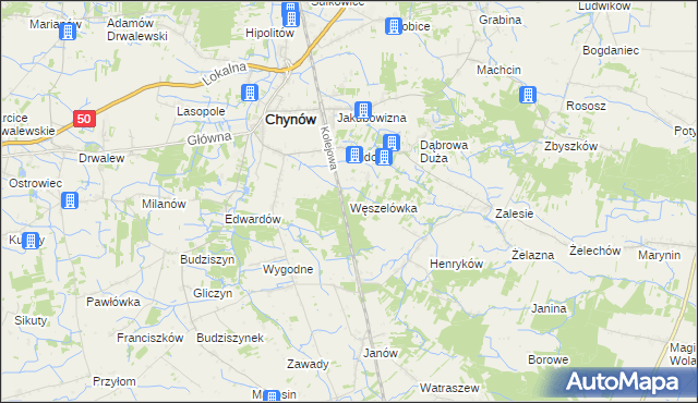 mapa Węszelówka, Węszelówka na mapie Targeo