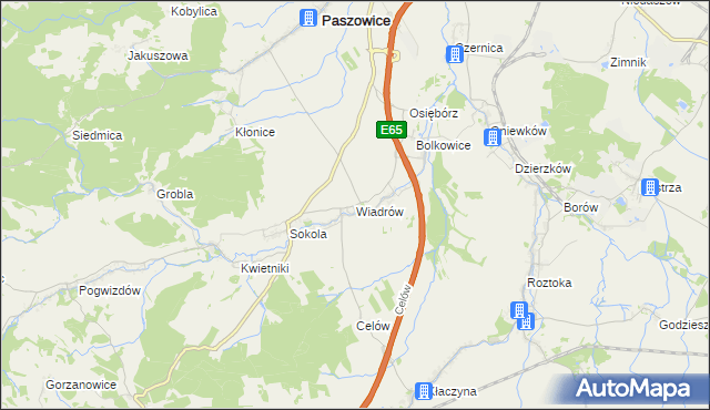 mapa Wiadrów, Wiadrów na mapie Targeo