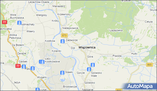 mapa Wiązownica powiat jarosławski, Wiązownica powiat jarosławski na mapie Targeo