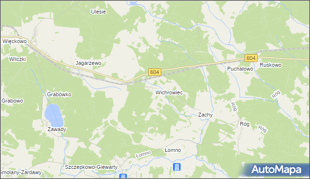 mapa Wichrowiec gmina Janowo, Wichrowiec gmina Janowo na mapie Targeo