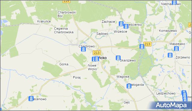 mapa Wicko powiat lęborski, Wicko powiat lęborski na mapie Targeo