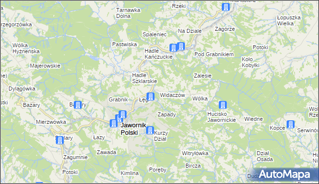 mapa Widaczów, Widaczów na mapie Targeo