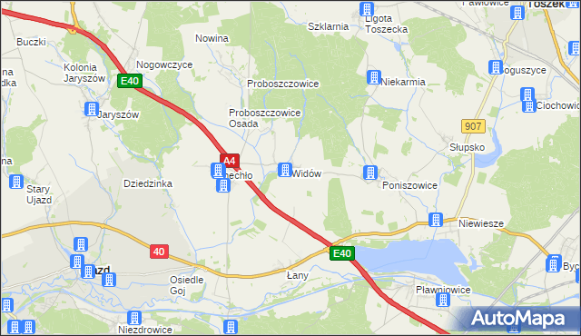 mapa Widów gmina Rudziniec, Widów gmina Rudziniec na mapie Targeo