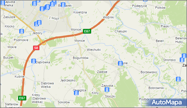 mapa Wiechucice, Wiechucice na mapie Targeo