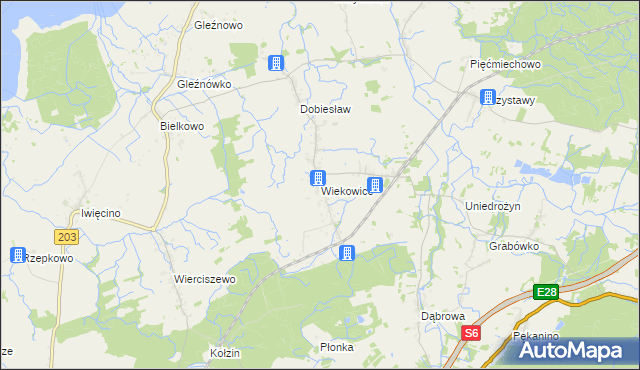 mapa Wiekowice gmina Darłowo, Wiekowice gmina Darłowo na mapie Targeo