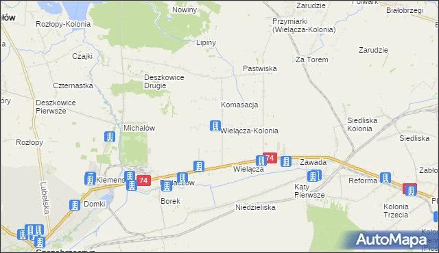 mapa Wielącza-Kolonia, Wielącza-Kolonia na mapie Targeo