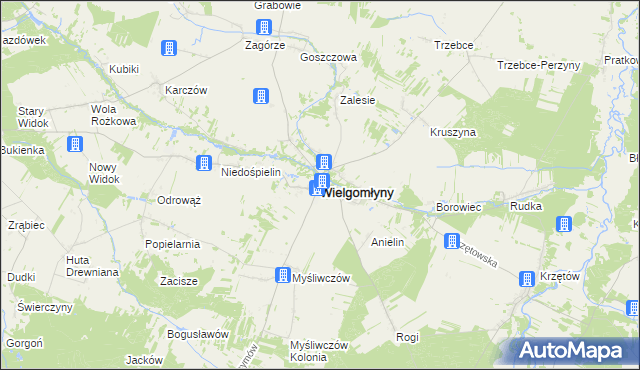 mapa Wielgomłyny, Wielgomłyny na mapie Targeo