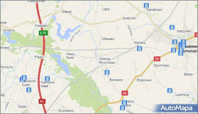 mapa Wielkie Rychnowo, Wielkie Rychnowo na mapie Targeo