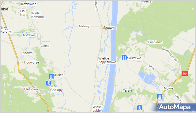 mapa Wielkie Zajączkowo, Wielkie Zajączkowo na mapie Targeo