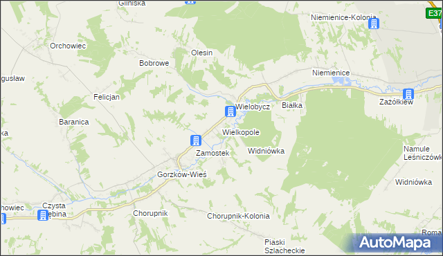 mapa Wielkopole gmina Gorzków, Wielkopole gmina Gorzków na mapie Targeo