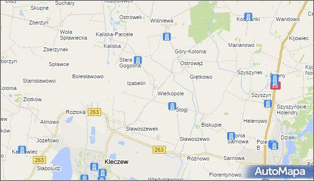 mapa Wielkopole gmina Kleczew, Wielkopole gmina Kleczew na mapie Targeo