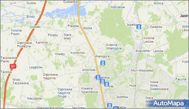 mapa Wielogóra gmina Jedlińsk, Wielogóra gmina Jedlińsk na mapie Targeo