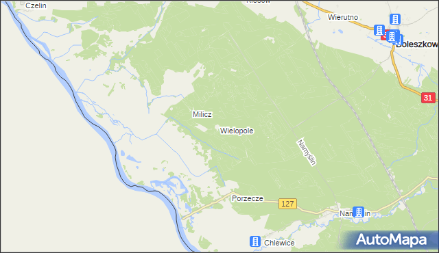 mapa Wielopole gmina Boleszkowice, Wielopole gmina Boleszkowice na mapie Targeo