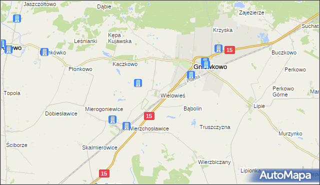 mapa Wielowieś gmina Gniewkowo, Wielowieś gmina Gniewkowo na mapie Targeo