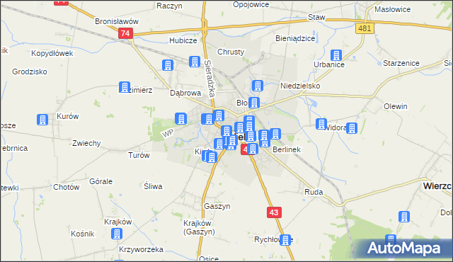 mapa Wieluń, Wieluń na mapie Targeo