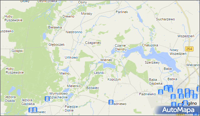 mapa Wieniec gmina Mogilno, Wieniec gmina Mogilno na mapie Targeo