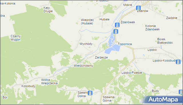 mapa Wieprzec gmina Zamość, Wieprzec gmina Zamość na mapie Targeo