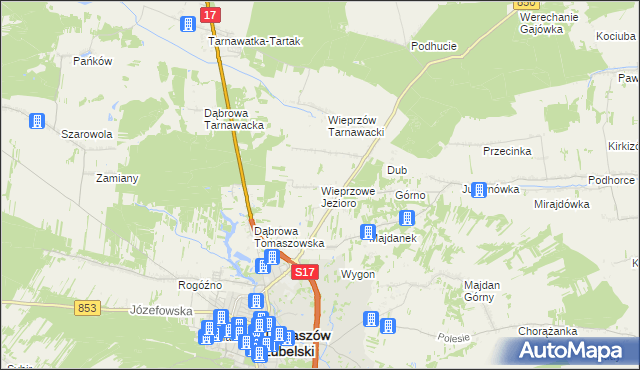 mapa Wieprzowe Jezioro, Wieprzowe Jezioro na mapie Targeo