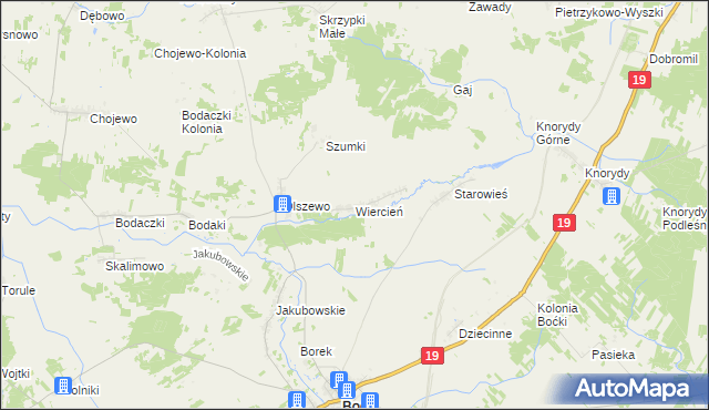 mapa Wiercień gmina Boćki, Wiercień gmina Boćki na mapie Targeo