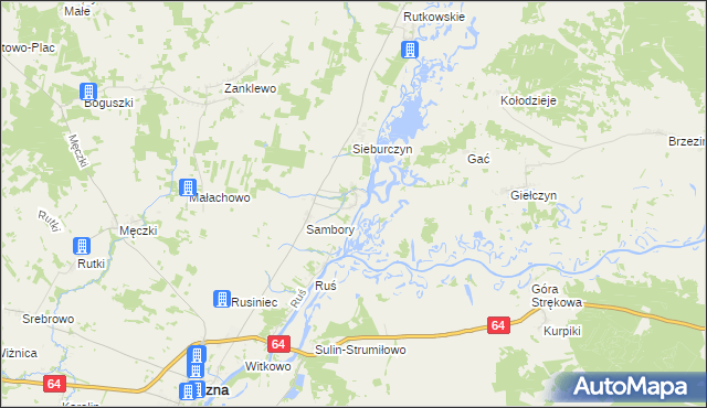 mapa Wierciszewo gmina Wizna, Wierciszewo gmina Wizna na mapie Targeo