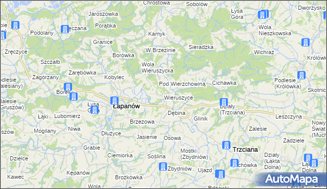 mapa Wieruszyce, Wieruszyce na mapie Targeo