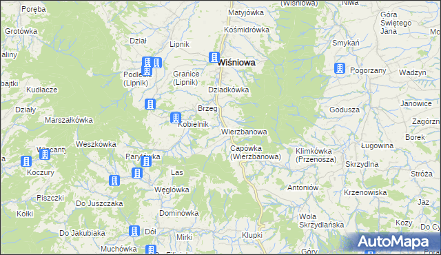 mapa Wierzbanowa, Wierzbanowa na mapie Targeo