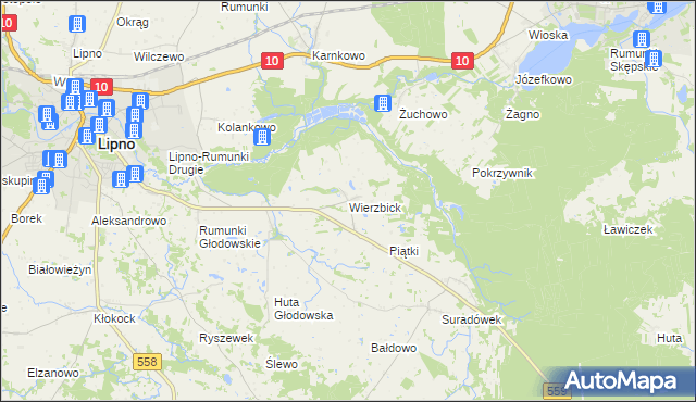 mapa Wierzbick, Wierzbick na mapie Targeo