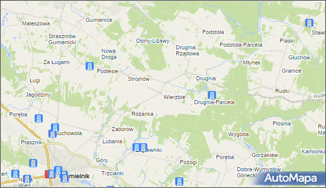 mapa Wierzbie gmina Pierzchnica, Wierzbie gmina Pierzchnica na mapie Targeo