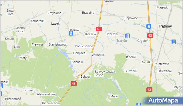 mapa Wierzbie gmina Praszka, Wierzbie gmina Praszka na mapie Targeo